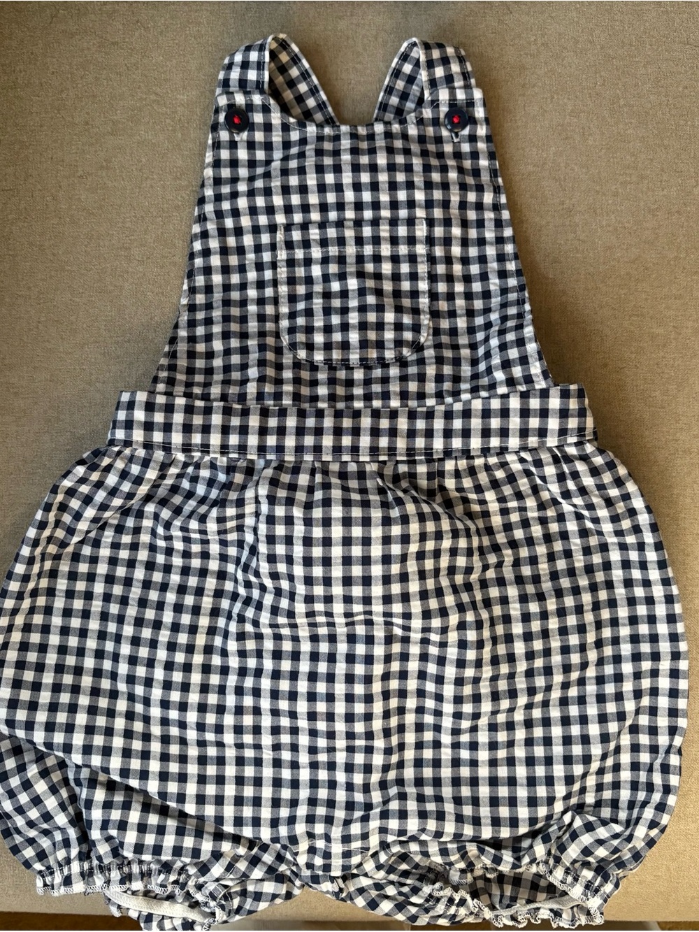 Baby Girl Navy Blue Gingham Bubble Romper